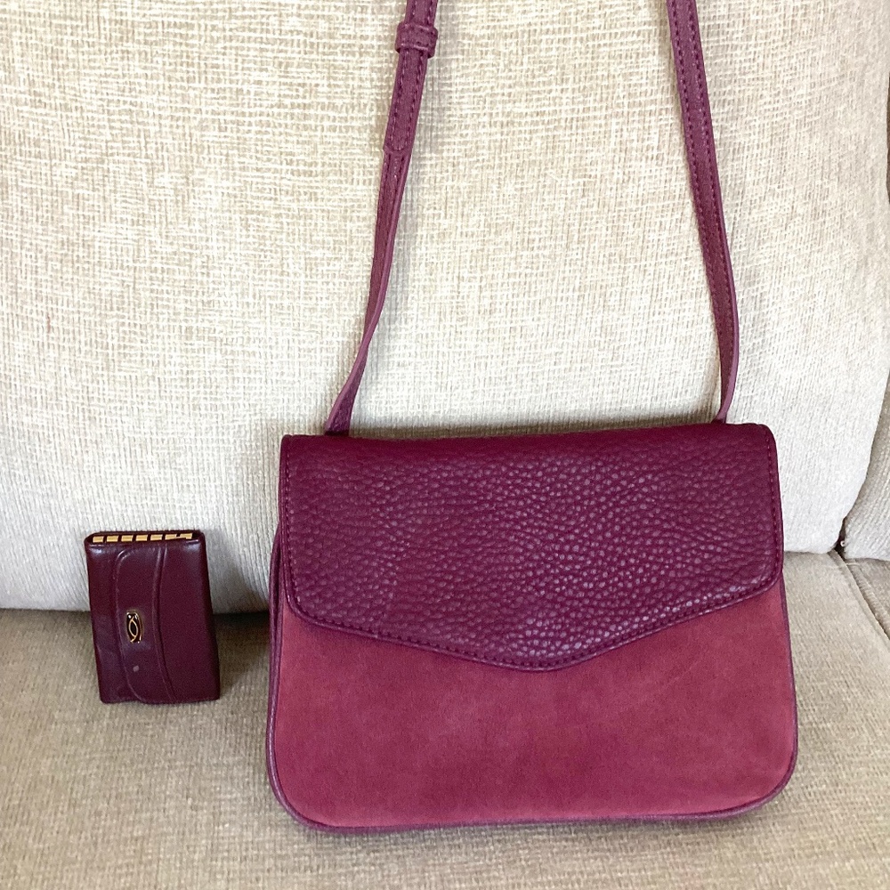 Moda Luxe Plum crossbody & Buxton Key/Fob case all leather
